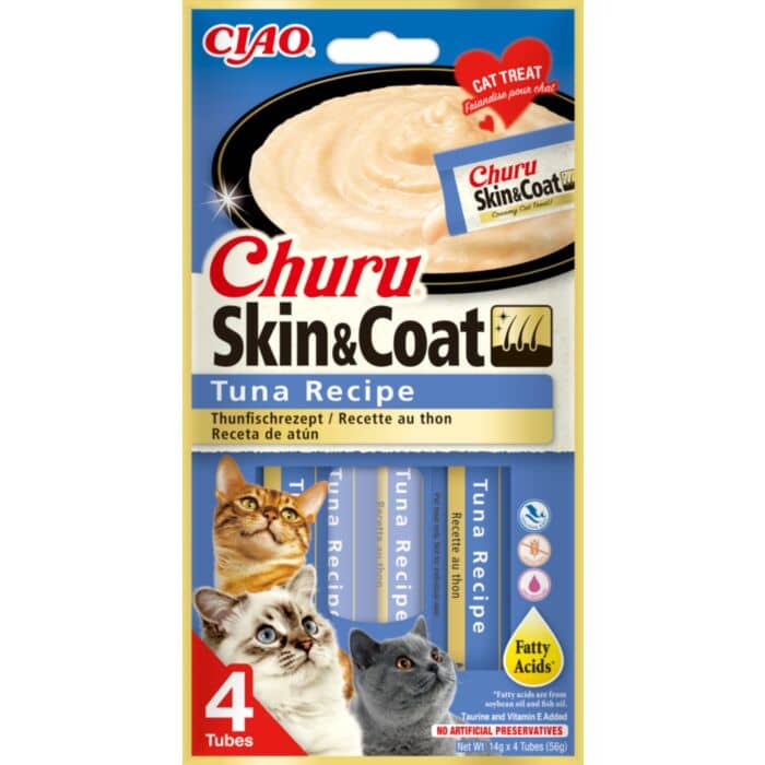 Churu Cat Skin & Coat kaķu gardums krēms kaķiem ar tunci 14 g N4